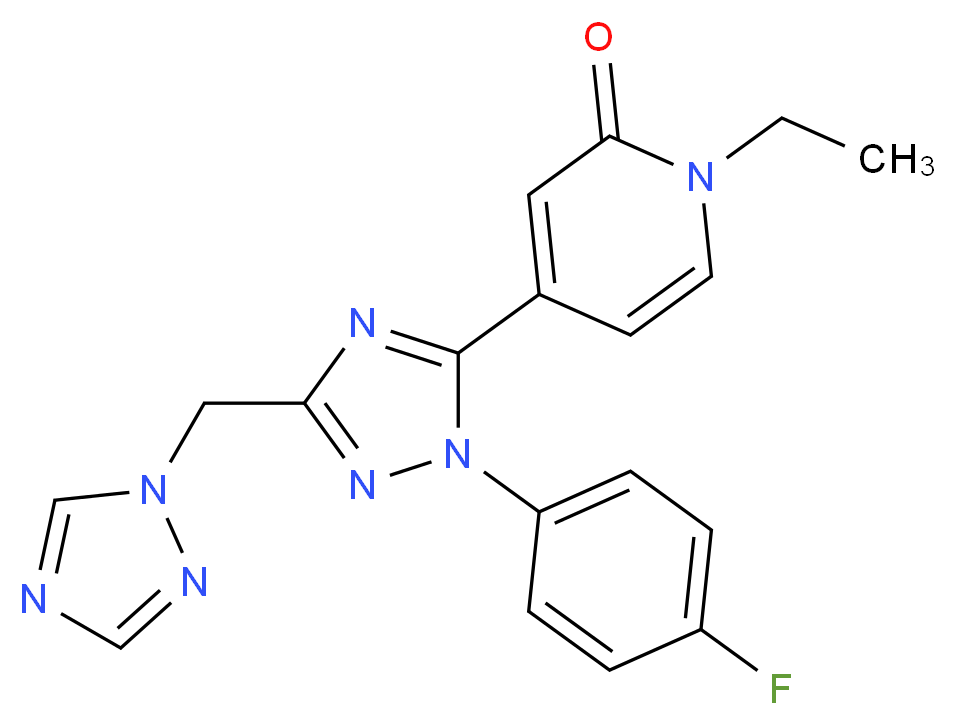 1-ethyl-4-[1-(4-fluorophenyl)-3-(1H-1,2,4-triazol-1-ylmethyl)-1H-1,2,4-triazol-5-yl]pyridin-2(1H)-one_分子结构_CAS_)
