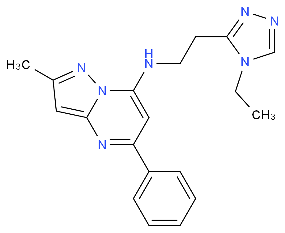 N-[2-(4-ethyl-4H-1,2,4-triazol-3-yl)ethyl]-2-methyl-5-phenylpyrazolo[1,5-a]pyrimidin-7-amine_分子结构_CAS_)