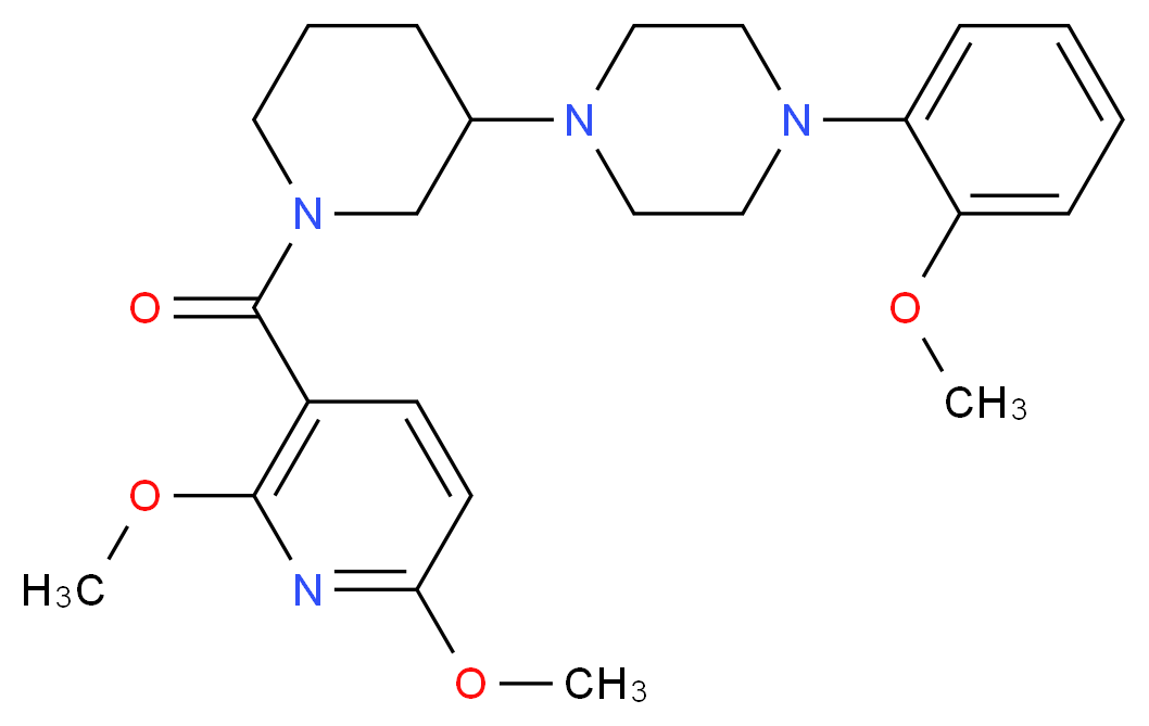 1-{1-[(2,6-dimethoxy-3-pyridinyl)carbonyl]-3-piperidinyl}-4-(2-methoxyphenyl)piperazine_分子结构_CAS_)