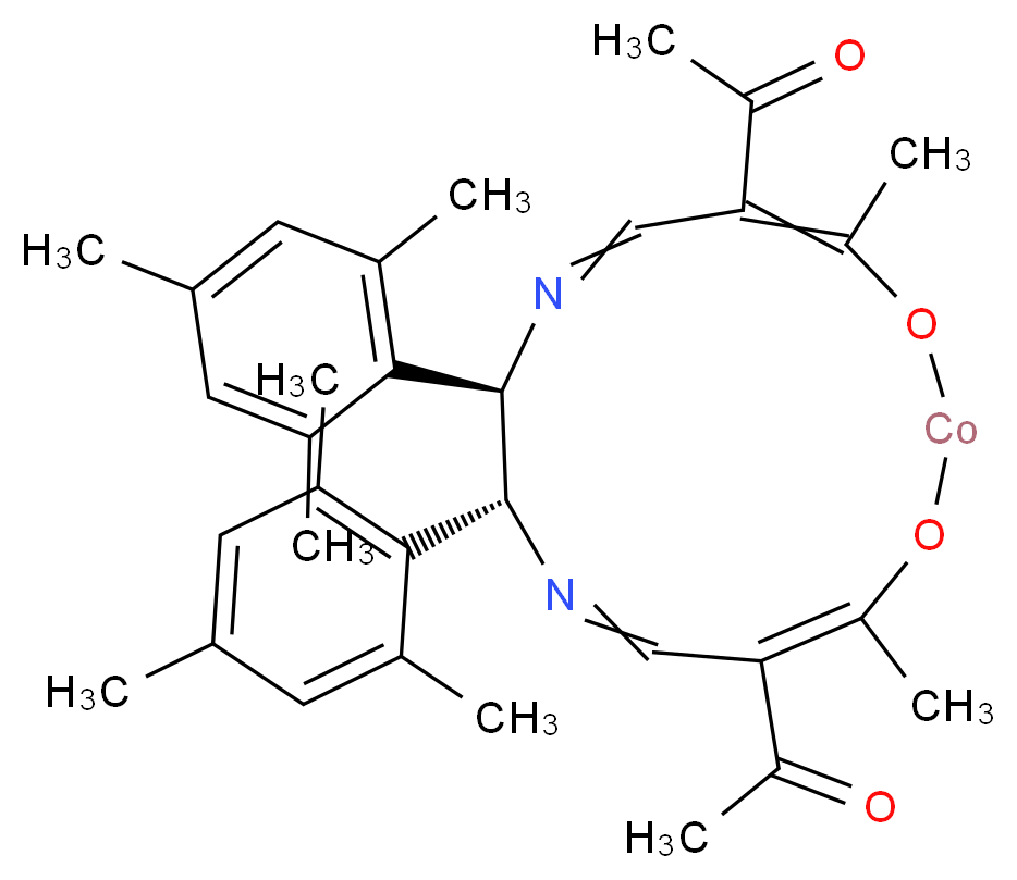 1-[(8R,9R)-12-acetyl-4,13-dimethyl-8,9-bis(2,4,6-trimethylphenyl)-1,3-dioxa-7,10-diaza-2-cobaltacyclotrideca-4,6,10,12-tetraen-5-yl]ethan-1-one_分子结构_CAS_361346-80-7