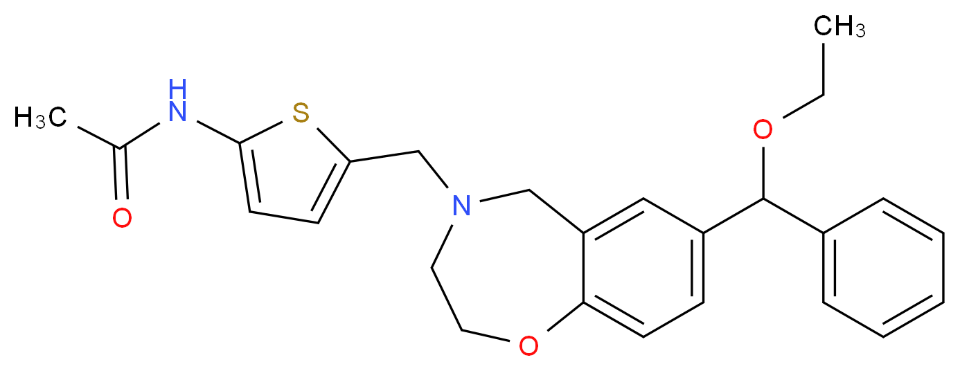 N-(5-{[7-[ethoxy(phenyl)methyl]-2,3-dihydro-1,4-benzoxazepin-4(5H)-yl]methyl}-2-thienyl)acetamide_分子结构_CAS_)