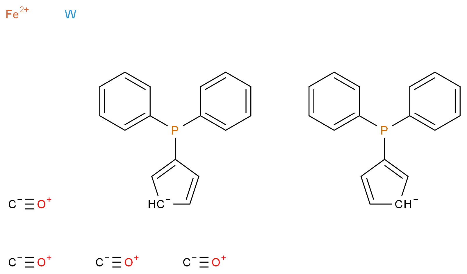 [1,1′-双(二苯基膦)二茂铁]四羰基钨(0)_分子结构_CAS_67292-26-6)