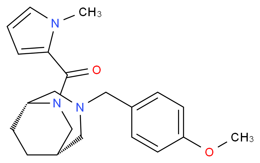 (1S*,5R*)-3-(4-methoxybenzyl)-6-[(1-methyl-1H-pyrrol-2-yl)carbonyl]-3,6-diazabicyclo[3.2.2]nonane_分子结构_CAS_)