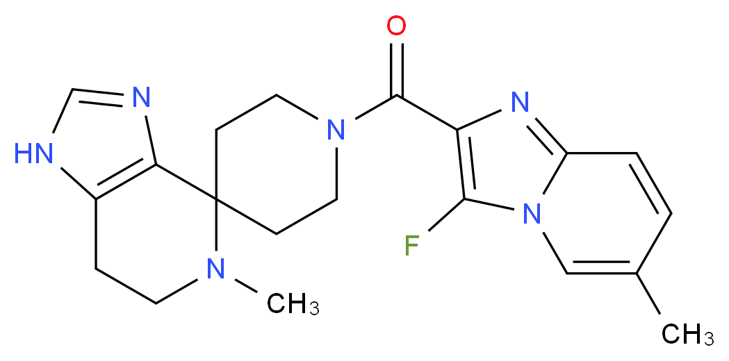 1'-[(3-fluoro-6-methylimidazo[1,2-a]pyridin-2-yl)carbonyl]-5-methyl-1,5,6,7-tetrahydrospiro[imidazo[4,5-c]pyridine-4,4'-piperidine]_分子结构_CAS_)