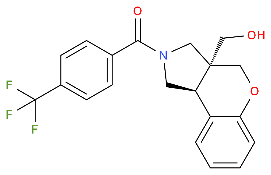 [(3aS*,9bS*)-2-[4-(trifluoromethyl)benzoyl]-1,2,3,9b-tetrahydrochromeno[3,4-c]pyrrol-3a(4H)-yl]methanol_分子结构_CAS_)