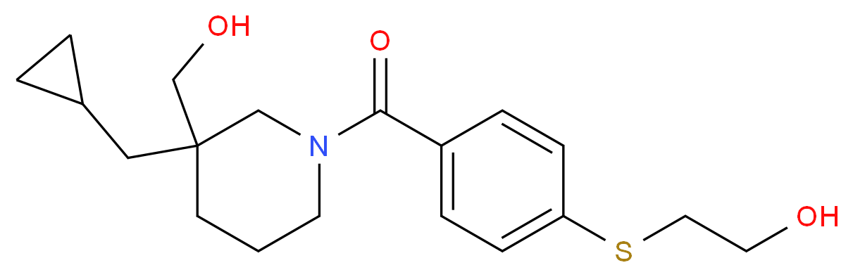 2-[(4-{[3-(cyclopropylmethyl)-3-(hydroxymethyl)piperidin-1-yl]carbonyl}phenyl)thio]ethanol_分子结构_CAS_)