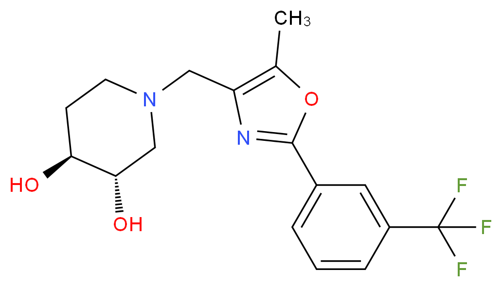 (3S*,4S*)-1-({5-methyl-2-[3-(trifluoromethyl)phenyl]-1,3-oxazol-4-yl}methyl)piperidine-3,4-diol_分子结构_CAS_)