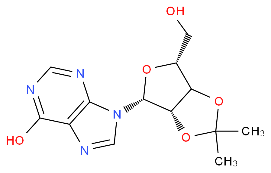 9-[(3aS,4R,6R)-6-(hydroxymethyl)-2,2-dimethyl-tetrahydro-2H-furo[3,4-d][1,3]dioxol-4-yl]-9H-purin-6-ol_分子结构_CAS_2140-11-6