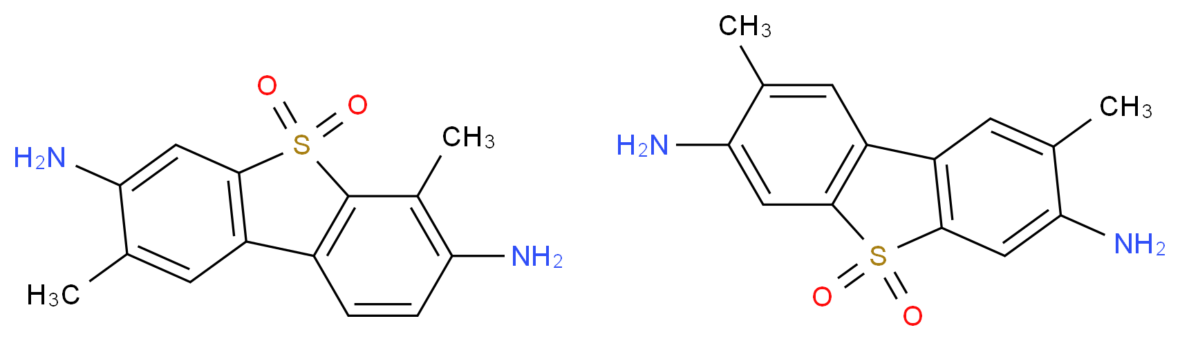 5,11-diamino-4,10-dimethyl-8λ<sup>6</sup>-thiatricyclo[7.4.0.0<sup>2</sup>,<sup>7</sup>]trideca-1(9),2(7),3,5,10,12-hexaene-8,8-dione; 5,11-diamino-4,12-dimethyl-8λ<sup>6</sup>-thiatricyclo[7.4.0.0<sup>2</sup>,<sup>7</sup>]trideca-1(9),2(7),3,5,10,12-hexaene-8,8-dione_分子结构_CAS_55011-44-4