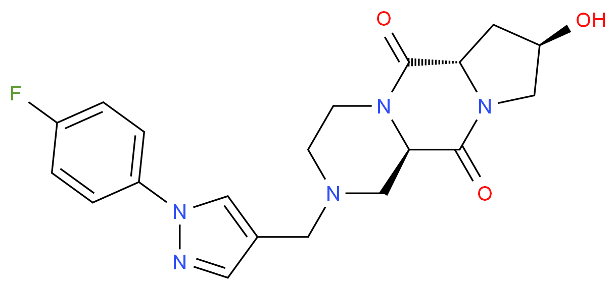 (6aS,8R,11aR)-2-{[1-(4-fluorophenyl)-1H-pyrazol-4-yl]methyl}-8-hydroxyoctahydro-6H-pyrazino[1,2-a]pyrrolo[1,2-d]pyrazine-6,11(2H)-dione_分子结构_CAS_)