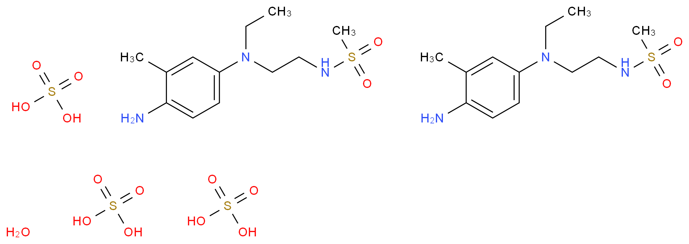 N4-Ethyl-N4-(2-methylsulphonamidoethyl)-2-methyl-1,4-phenylenediamine sesquisulphate salt monohydrate_分子结构_CAS_25646-71-3)