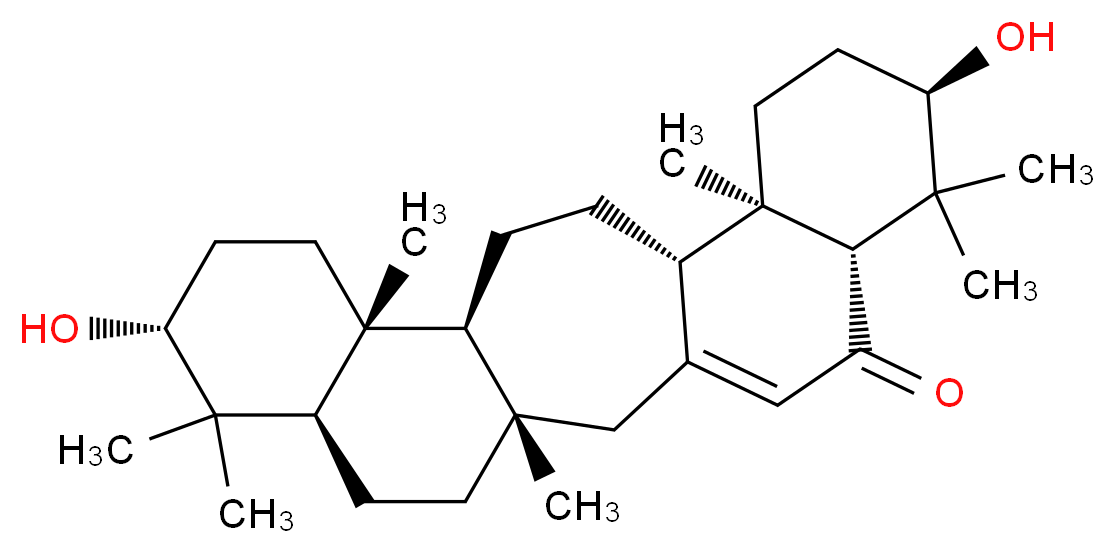 (1S,6R,8R,11R,12S,15S,16R,19R,21R)-8,19-dihydroxy-1,7,7,11,16,20,20-heptamethylpentacyclo[13.8.0.0<sup>3</sup>,<sup>1</sup><sup>2</sup>.0<sup>6</sup>,<sup>1</sup><sup>1</sup>.0<sup>1</sup><sup>6</sup>,<sup>2</sup><sup>1</sup>]tricos-3-en-5-one_分子结构_CAS_24513-51-7