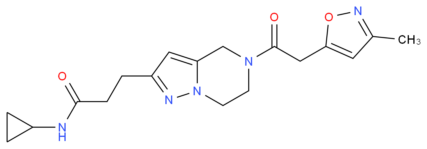 N-cyclopropyl-3-{5-[(3-methyl-5-isoxazolyl)acetyl]-4,5,6,7-tetrahydropyrazolo[1,5-a]pyrazin-2-yl}propanamide_分子结构_CAS_)