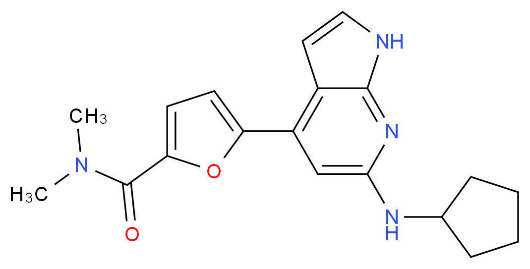5-[6-(cyclopentylamino)-1H-pyrrolo[2,3-b]pyridin-4-yl]-N,N-dimethyl-2-furamide_分子结构_CAS_)