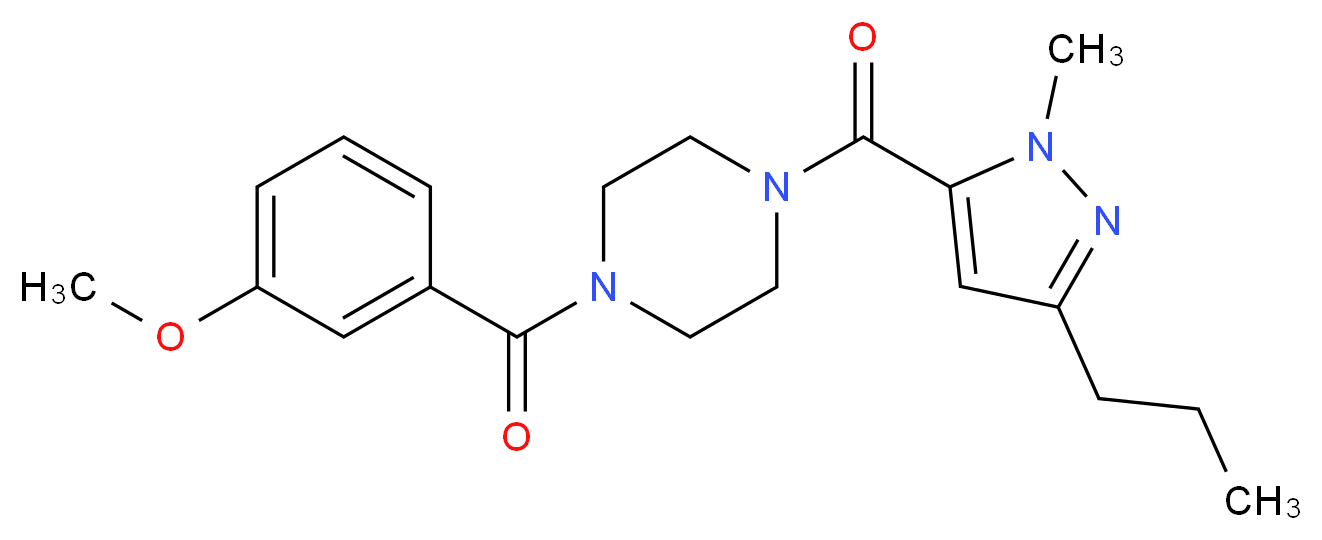 1-(3-methoxybenzoyl)-4-[(1-methyl-3-propyl-1H-pyrazol-5-yl)carbonyl]piperazine_分子结构_CAS_)