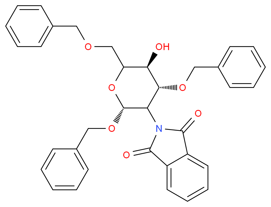 Benzyl 2-Deoxy-2-phthalimido-3,6-di-O-benzyl-β-D-glucopyranoside_分子结构_CAS_80035-36-5)