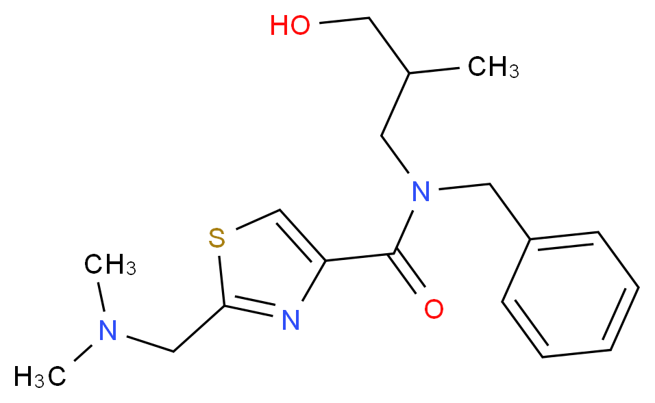 N-benzyl-2-[(dimethylamino)methyl]-N-(3-hydroxy-2-methylpropyl)-1,3-thiazole-4-carboxamide_分子结构_CAS_)