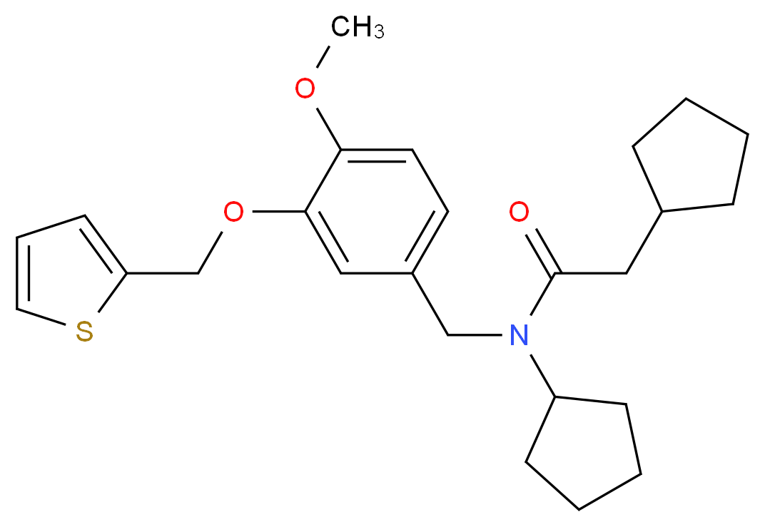 N,2-dicyclopentyl-N-[4-methoxy-3-(2-thienylmethoxy)benzyl]acetamide_分子结构_CAS_)
