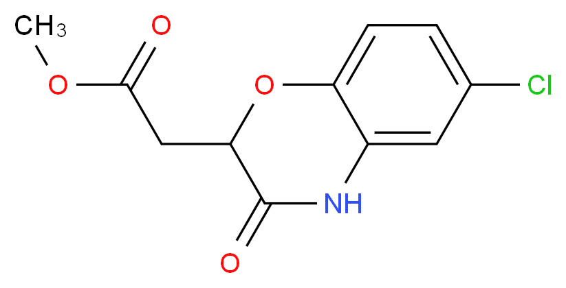 methyl 2-(6-chloro-3-oxo-3,4-dihydro-2H-1,4-benzoxazin-2-yl)acetate_分子结构_CAS_104662-84-2