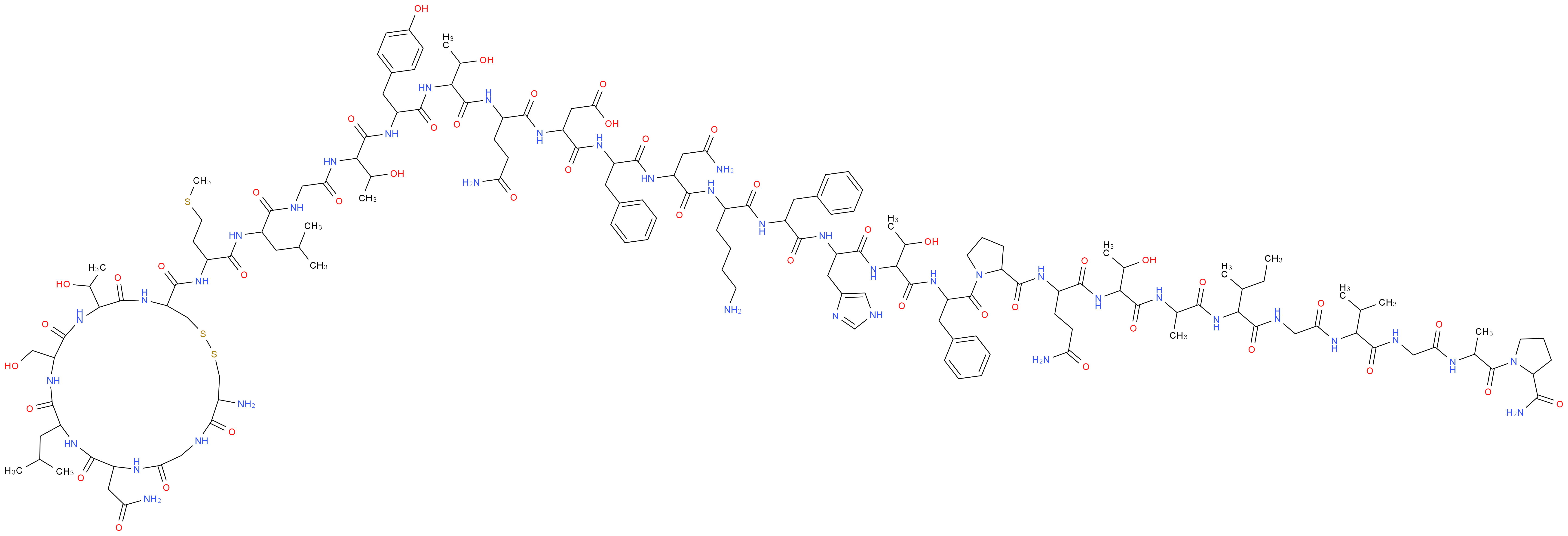 3-[(1-{[1-({5-amino-1-[(1-{[1-({1-[(1-{2-[(3-carbamoyl-1-{[1-({1-[(1-{[({1-[({[1-(2-carbamoylpyrrolidin-1-yl)-1-oxopropan-2-yl]carbamoyl}methyl)carbamoyl]-2-methylpropyl}carbamoyl)methyl]carbamoyl}-2-methylbutyl)carbamoyl]ethyl}carbamoyl)-2-hydroxypropyl]carbamoyl}propyl)carbamoyl]pyrrolidin-1-yl}-1-oxo-3-phenylpropan-2-yl)carbamoyl]-2-hydroxypropyl}carbamoyl)-2-(1H-imidazol-4-yl)ethyl]carbamoyl}-2-phenylethyl)carbamoyl]pentyl}carbamoyl)-2-carbamoylethyl]carbamoyl}-2-phenylethyl)carbamoyl]-3-(2-{2-[2-(2-{2-[2-(2-{[22-amino-16-(carbamoylmethyl)-7-(1-hydroxyethyl)-10-(hydroxymethyl)-13-(2-methylpropyl)-6,9,12,15,18,21-hexaoxo-1,2-dithia-5,8,11,14,17,20-hexaazacyclotricosan-4-yl]formamido}-4-(methylsulfanyl)butanamido)-4-methylpentanamido]acetamido}-3-hydroxybutanamido)-3-(4-hydroxyphenyl)propanamido]-3-hydroxybutanamido}-4-carbamoylbutanamido)propanoic acid_分子结构_CAS_21215-62-3