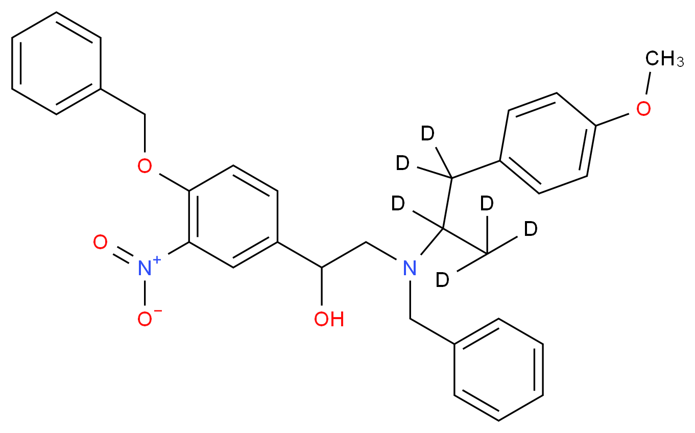 2-{benzyl[1-(4-methoxyphenyl)(<sup>2</sup>H<sub>6</sub>)propan-2-yl]amino}-1-[4-(benzyloxy)-3-nitrophenyl]ethan-1-ol_分子结构_CAS_1216475-21-6