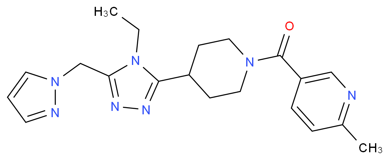 5-({4-[4-ethyl-5-(1H-pyrazol-1-ylmethyl)-4H-1,2,4-triazol-3-yl]piperidin-1-yl}carbonyl)-2-methylpyridine_分子结构_CAS_)
