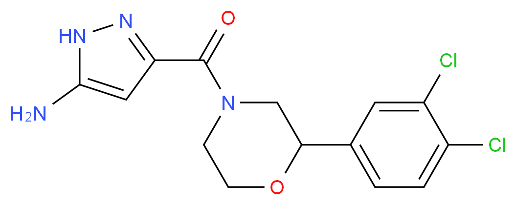 3-{[2-(3,4-dichlorophenyl)morpholin-4-yl]carbonyl}-1H-pyrazol-5-amine_分子结构_CAS_)