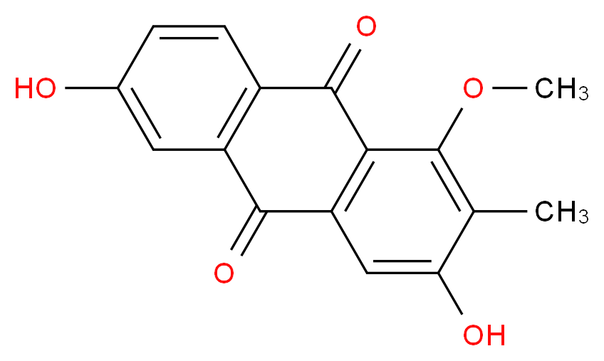 3,6-dihydroxy-1-methoxy-2-methyl-9,10-dihydroanthracene-9,10-dione_分子结构_CAS_644967-44-2