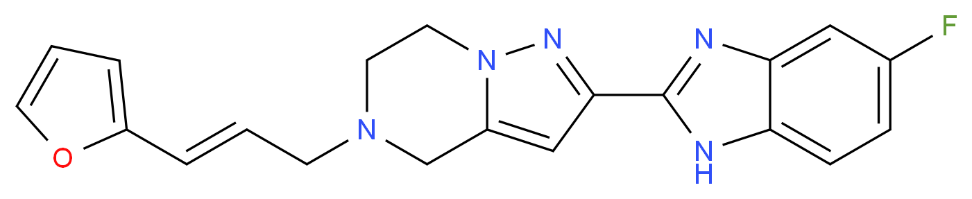 2-(5-fluoro-1H-benzimidazol-2-yl)-5-[(2E)-3-(2-furyl)prop-2-en-1-yl]-4,5,6,7-tetrahydropyrazolo[1,5-a]pyrazine_分子结构_CAS_)