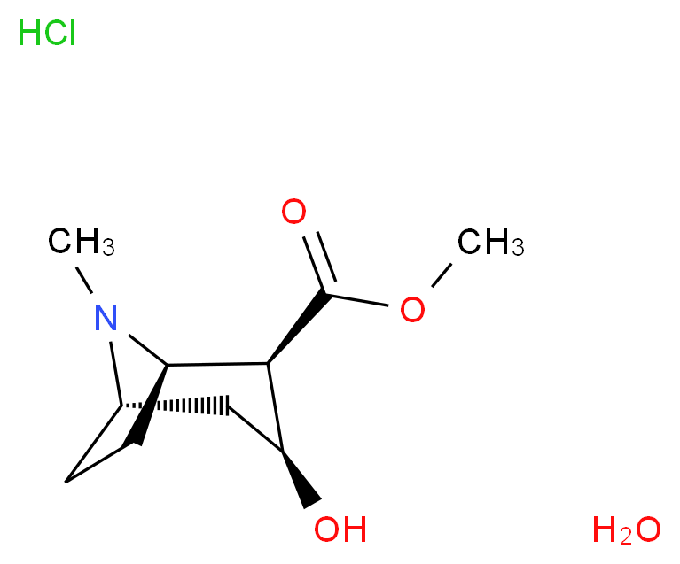 hydrate methyl (1R,2R,3S,5S)-3-hydroxy-8-methyl-8-azabicyclo[3.2.1]octane-2-carboxylate hydrochloride_分子结构_CAS_38969-40-3