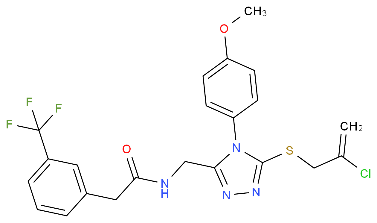 N-{[5-[(2-chloro-2-propen-1-yl)thio]-4-(4-methoxyphenyl)-4H-1,2,4-triazol-3-yl]methyl}-2-[3-(trifluoromethyl)phenyl]acetamide_分子结构_CAS_)