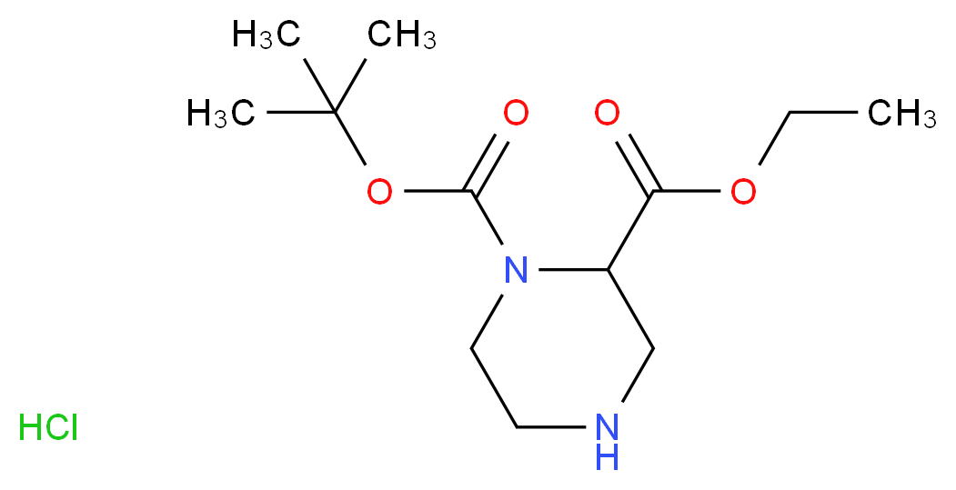 1-tert-butyl 2-ethyl piperazine-1,2-dicarboxylate hydrochloride_分子结构_CAS_741288-80-2