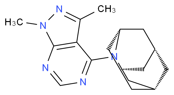 (1R*,3s,6r,8S*)-4-(1,3-dimethyl-1H-pyrazolo[3,4-d]pyrimidin-4-yl)-4-azatricyclo[4.3.1.1~3,8~]undecane_分子结构_CAS_)