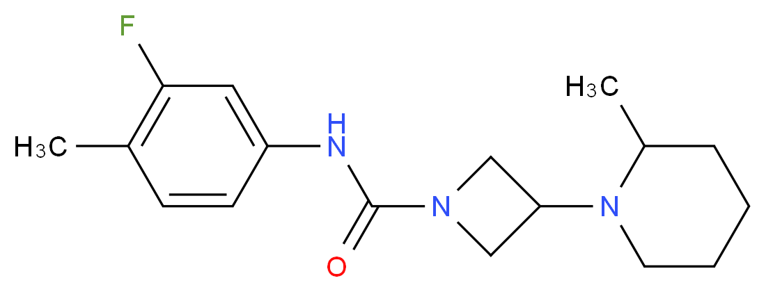 N-(3-fluoro-4-methylphenyl)-3-(2-methylpiperidin-1-yl)azetidine-1-carboxamide_分子结构_CAS_)