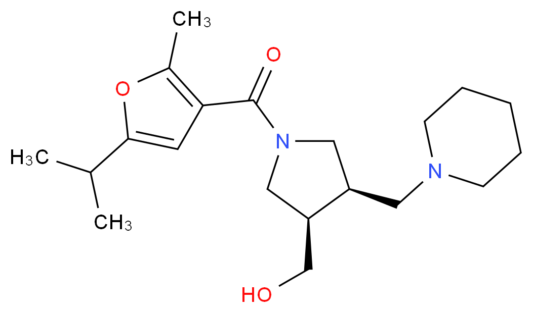 [(3R*,4R*)-1-(5-isopropyl-2-methyl-3-furoyl)-4-(piperidin-1-ylmethyl)pyrrolidin-3-yl]methanol_分子结构_CAS_)