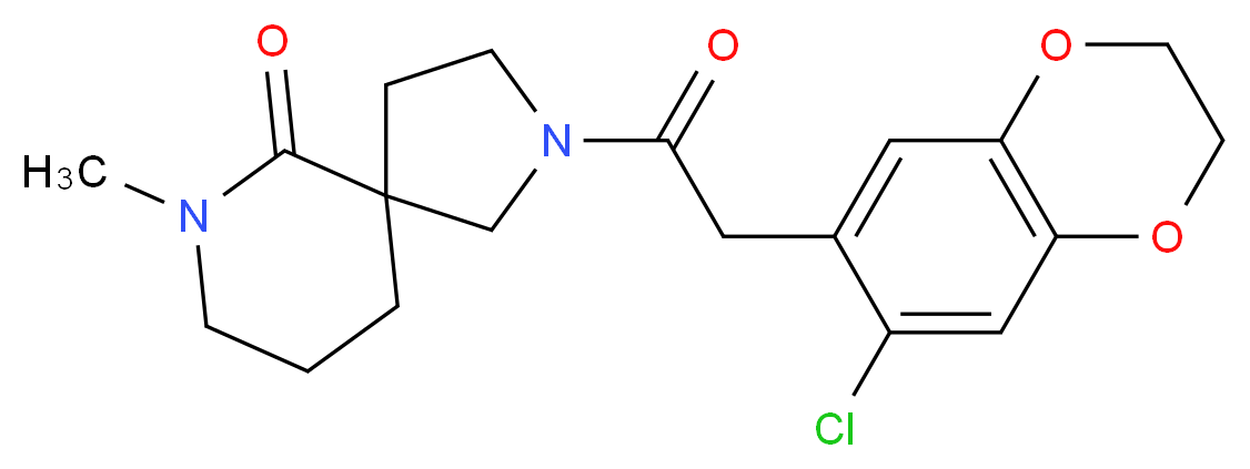 2-[(7-chloro-2,3-dihydro-1,4-benzodioxin-6-yl)acetyl]-7-methyl-2,7-diazaspiro[4.5]decan-6-one_分子结构_CAS_)