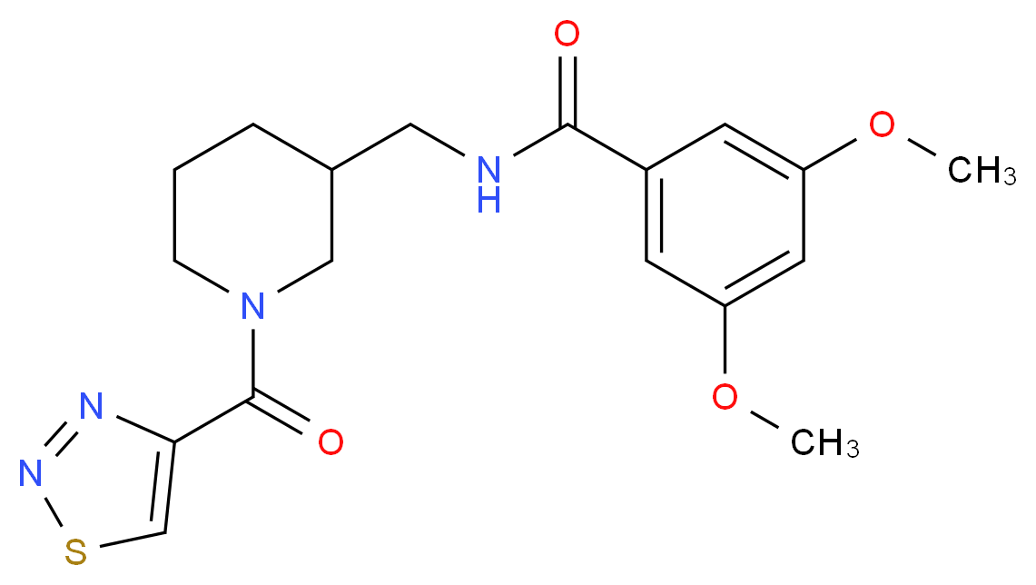 3,5-dimethoxy-N-{[1-(1,2,3-thiadiazol-4-ylcarbonyl)-3-piperidinyl]methyl}benzamide_分子结构_CAS_)
