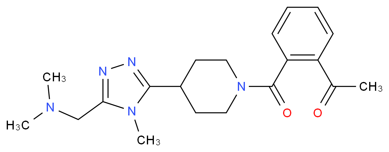 1-{2-[(4-{5-[(dimethylamino)methyl]-4-methyl-4H-1,2,4-triazol-3-yl}piperidin-1-yl)carbonyl]phenyl}ethanone_分子结构_CAS_)