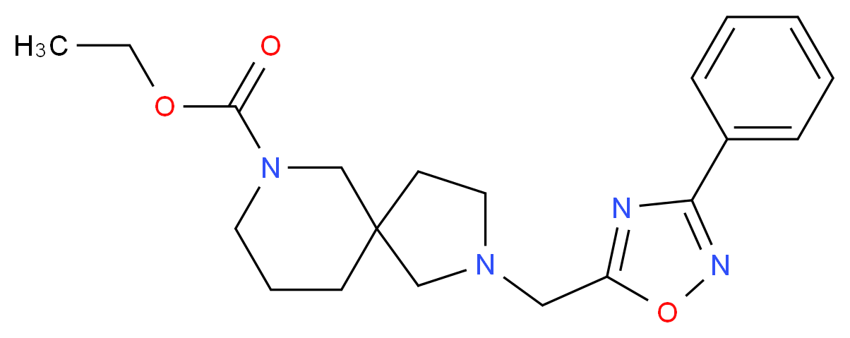 ethyl 2-[(3-phenyl-1,2,4-oxadiazol-5-yl)methyl]-2,7-diazaspiro[4.5]decane-7-carboxylate_分子结构_CAS_)