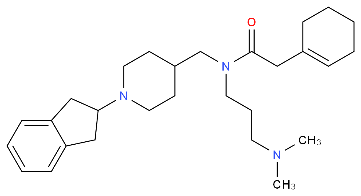 2-(1-cyclohexen-1-yl)-N-{[1-(2,3-dihydro-1H-inden-2-yl)-4-piperidinyl]methyl}-N-[3-(dimethylamino)propyl]acetamide_分子结构_CAS_)