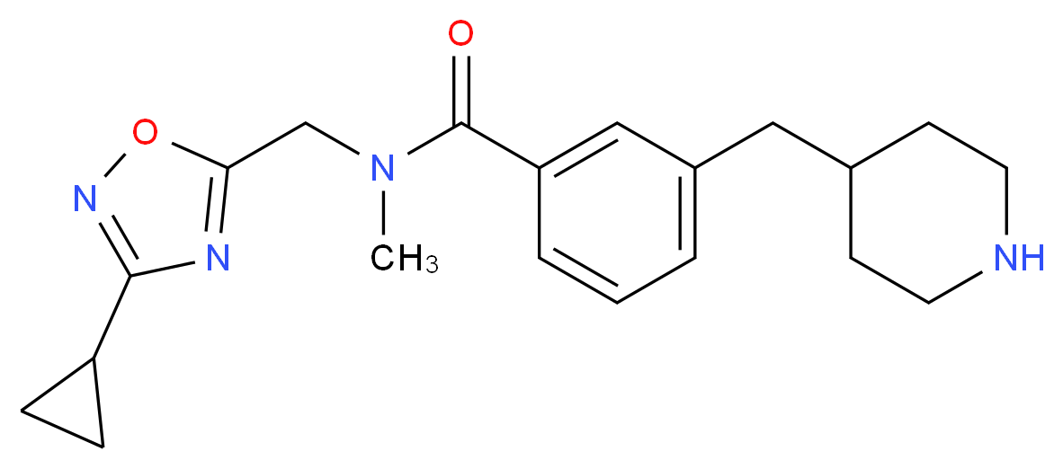 N-[(3-cyclopropyl-1,2,4-oxadiazol-5-yl)methyl]-N-methyl-3-(4-piperidinylmethyl)benzamide_分子结构_CAS_)