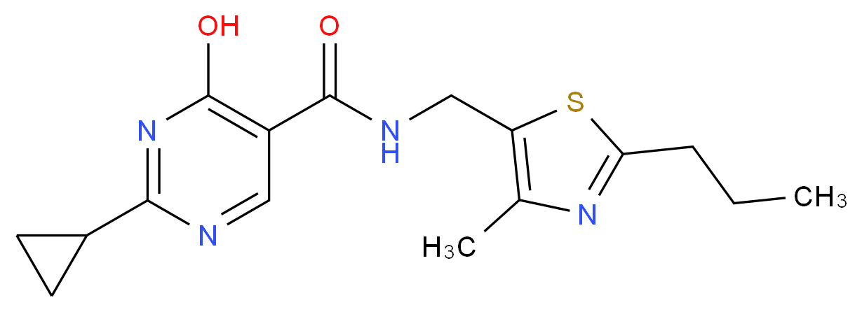 2-cyclopropyl-4-hydroxy-N-[(4-methyl-2-propyl-1,3-thiazol-5-yl)methyl]pyrimidine-5-carboxamide_分子结构_CAS_)