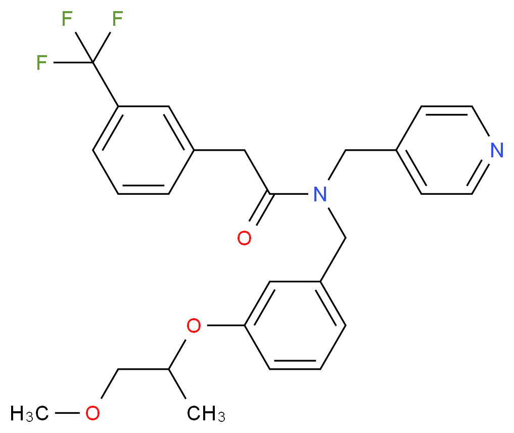 N-[3-(2-methoxy-1-methylethoxy)benzyl]-N-(4-pyridinylmethyl)-2-[3-(trifluoromethyl)phenyl]acetamide_分子结构_CAS_)