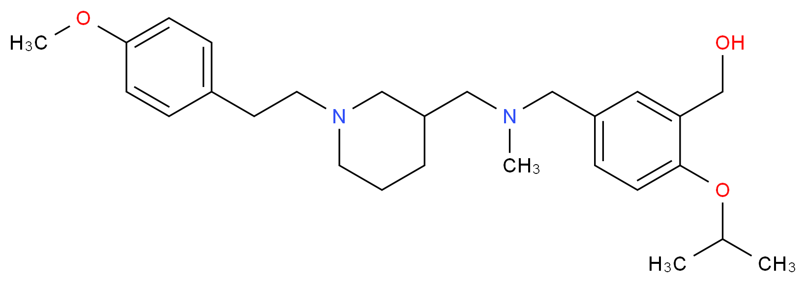 (2-isopropoxy-5-{[({1-[2-(4-methoxyphenyl)ethyl]-3-piperidinyl}methyl)(methyl)amino]methyl}phenyl)methanol_分子结构_CAS_)