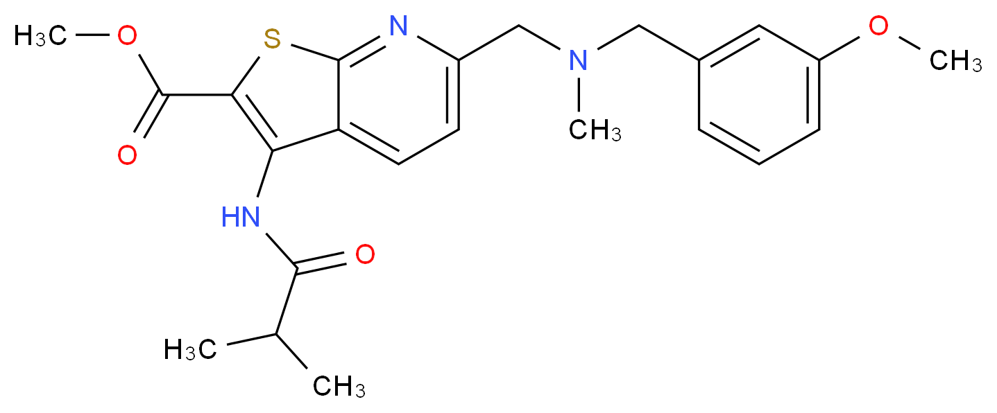 methyl 3-(isobutyrylamino)-6-{[(3-methoxybenzyl)(methyl)amino]methyl}thieno[2,3-b]pyridine-2-carboxylate_分子结构_CAS_)
