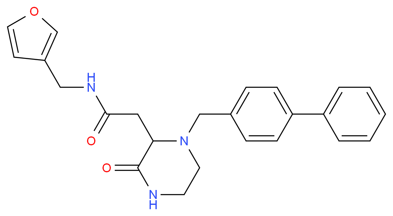 2-[1-(4-biphenylylmethyl)-3-oxo-2-piperazinyl]-N-(3-furylmethyl)acetamide_分子结构_CAS_)