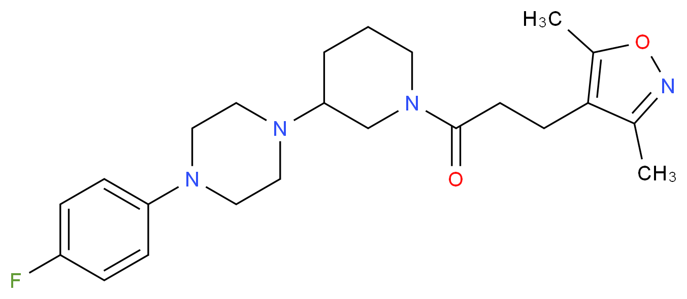 1-{1-[3-(3,5-dimethyl-4-isoxazolyl)propanoyl]-3-piperidinyl}-4-(4-fluorophenyl)piperazine_分子结构_CAS_)