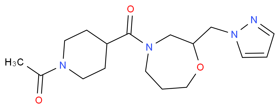 4-[(1-acetylpiperidin-4-yl)carbonyl]-2-(1H-pyrazol-1-ylmethyl)-1,4-oxazepane_分子结构_CAS_)