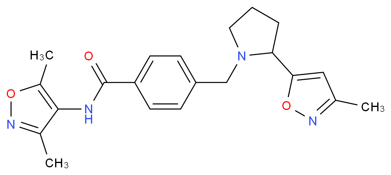 N-(3,5-dimethylisoxazol-4-yl)-4-{[2-(3-methylisoxazol-5-yl)pyrrolidin-1-yl]methyl}benzamide_分子结构_CAS_)