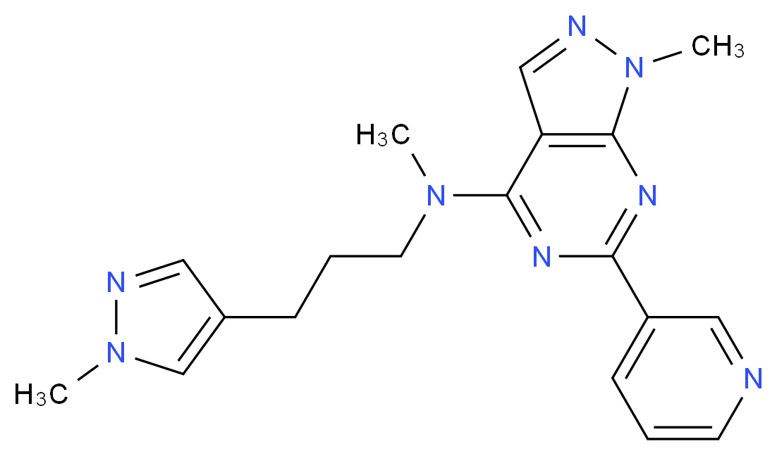 N,1-dimethyl-N-[3-(1-methyl-1H-pyrazol-4-yl)propyl]-6-(3-pyridinyl)-1H-pyrazolo[3,4-d]pyrimidin-4-amine_分子结构_CAS_)